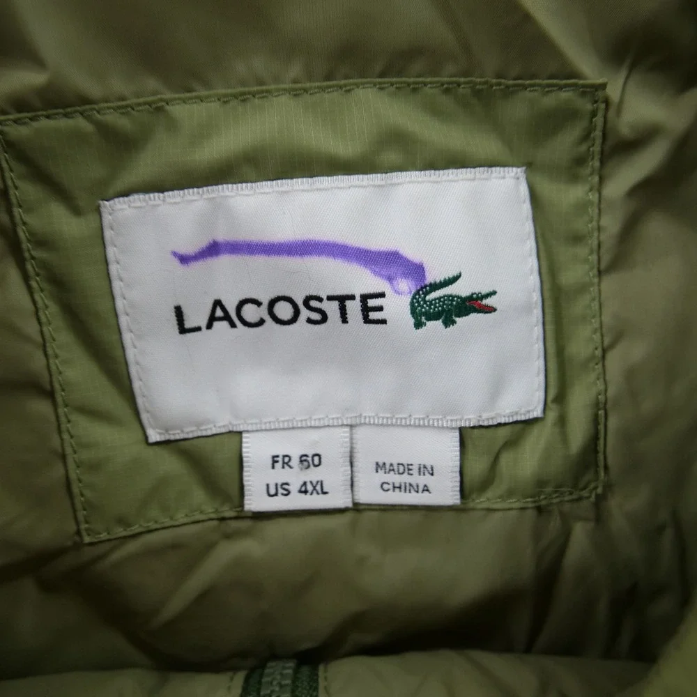 Lacoste Vest Jacket Mens 2XL XXL Green Full Zip Quilted Sleeveless